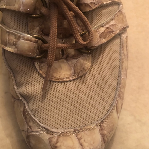 Sesto Meucci tan crocodile patent/canvas loafer - Picture 6 of 10